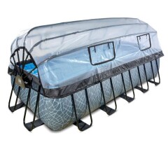 EXIT zwembad Stone 540x250x122 cm met overkapping en zandfilterpomp - grijs