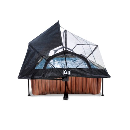 wood zwembad 220x150x65 filterpomp en overkapping en schaduwdoek 3