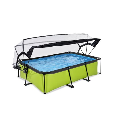 lime zwembad 220x150x65 filterpomp en overkapping 1