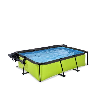lime zwembad 220x150x65 filterpomp en overkapping en schaduwdoek 3