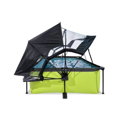 lime zwembad 220x150x65 filterpomp en overkapping en schaduwdoek 5