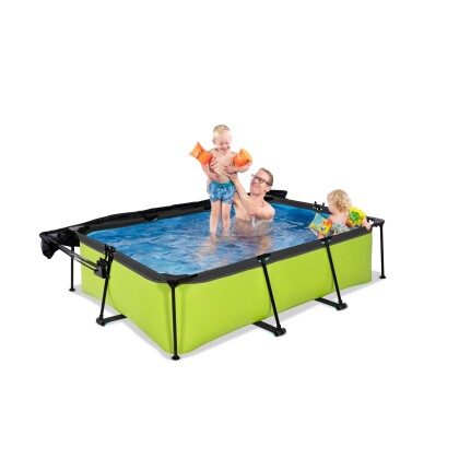 lime zwembad 220x150x65 filterpomp en schaduwdoek 6