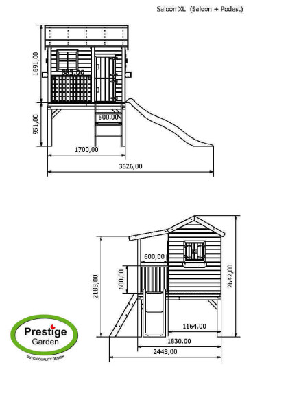 saloon met glijbaan afmetingen