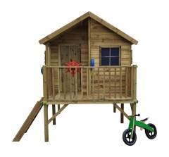 houten speelhuis Brussel voorkant