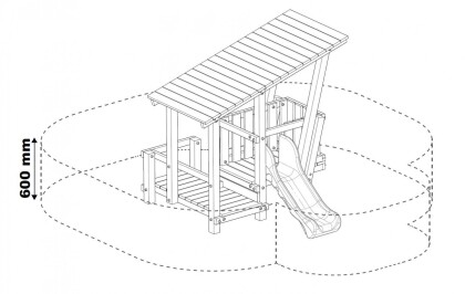 speeltoestel surf shack met glijbaan afmeting voorkant