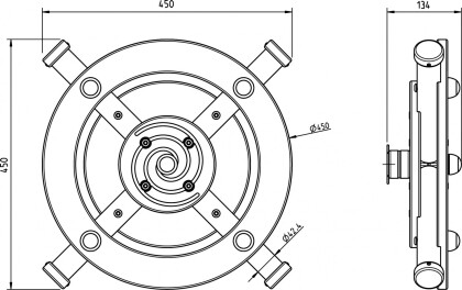 stuurwiel x rvs afmeting