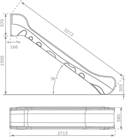glijbaan bronco 1500 afmetingen
